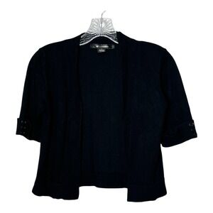 89th & Madison Black Cropped Open Front Cardigan Sweater Women's Size Small